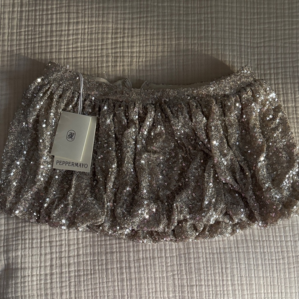 Peppermayo Glittering Silver Mini Skirt
